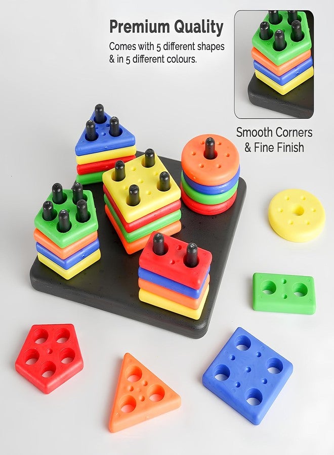 DOOMSDAY Shape Sorter Stacker Toddlers Puzzles Toy Montessori Color Sorting Preschool Geometric Shapes Toy Peg Puzzles Board Blocks Baby Stacking & Sorting Toys for Toddlers - Image 5